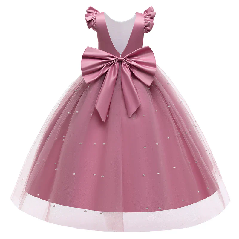 Robe Fille Mariage Rose Poudré – Image 3
