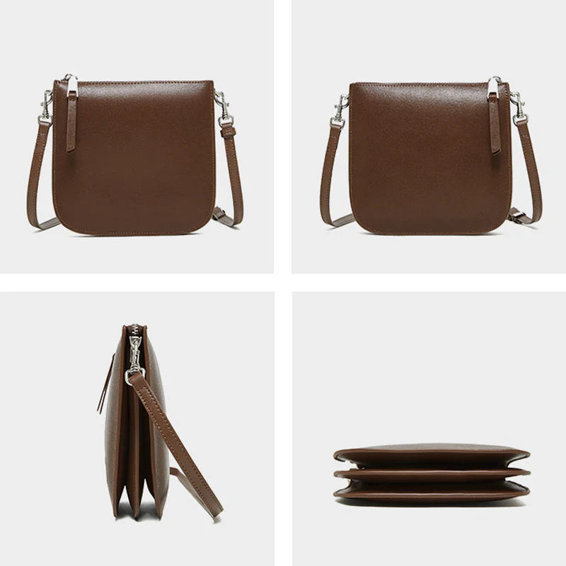 Women Minimalism Retro Solid Leather Cross Body Bag – Image 9