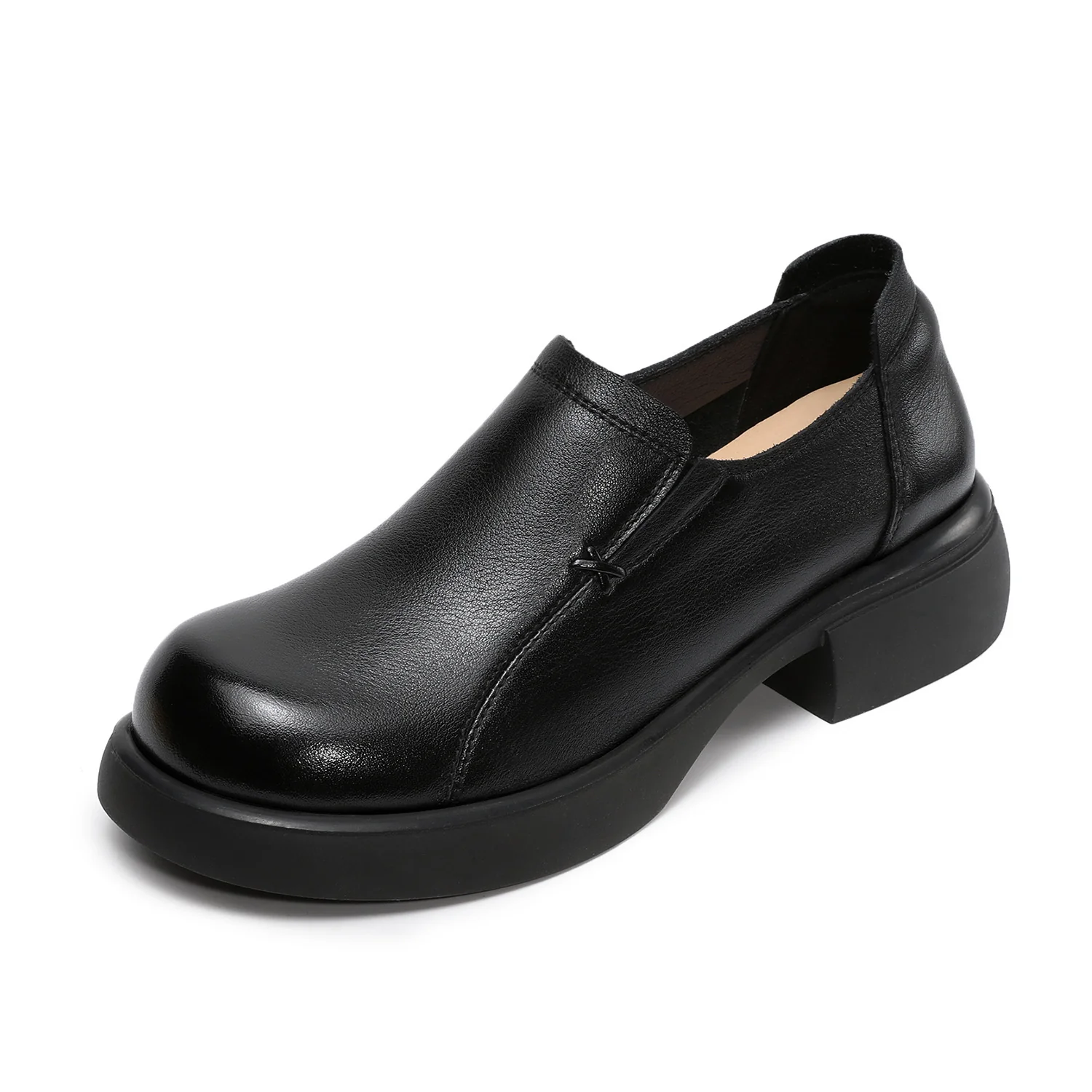 Women's Minimalist Plain Leather Thick Soled Loafers – Image 9