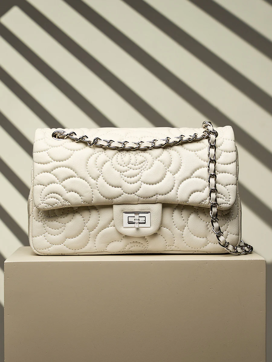 Women Stylish Embossed Leather Chain Strap Shoulder Bag – Image 6
