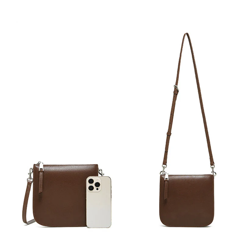 Women Minimalism Retro Solid Leather Cross Body Bag – Image 7