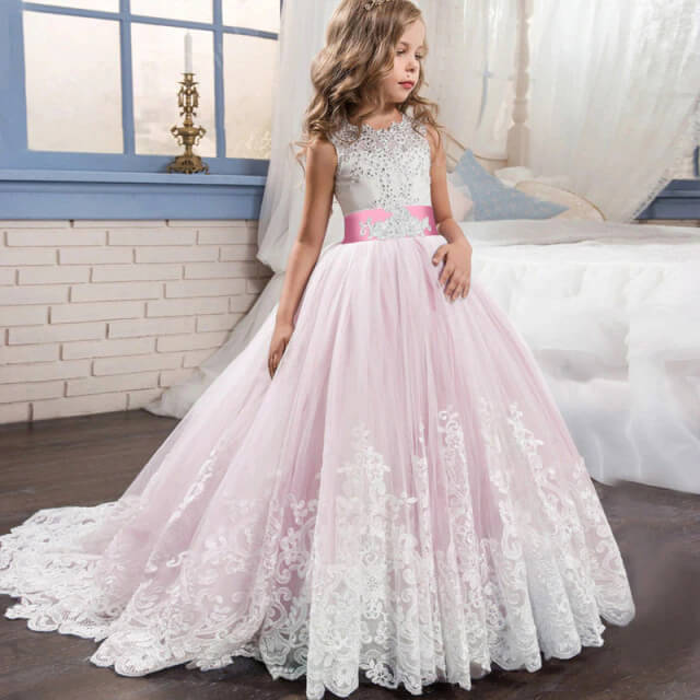 Robe de Princesse Fille avec Traine – Image 2