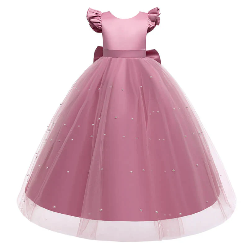 Robe Fille Mariage Rose Poudré – Image 2