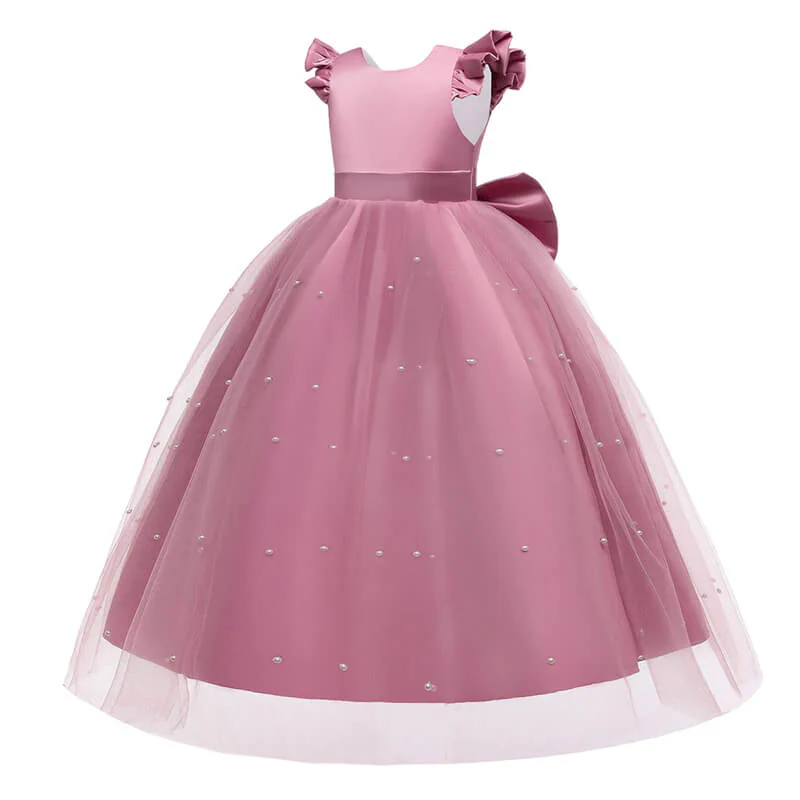 Robe Fille Mariage Rose Poudré – Image 4