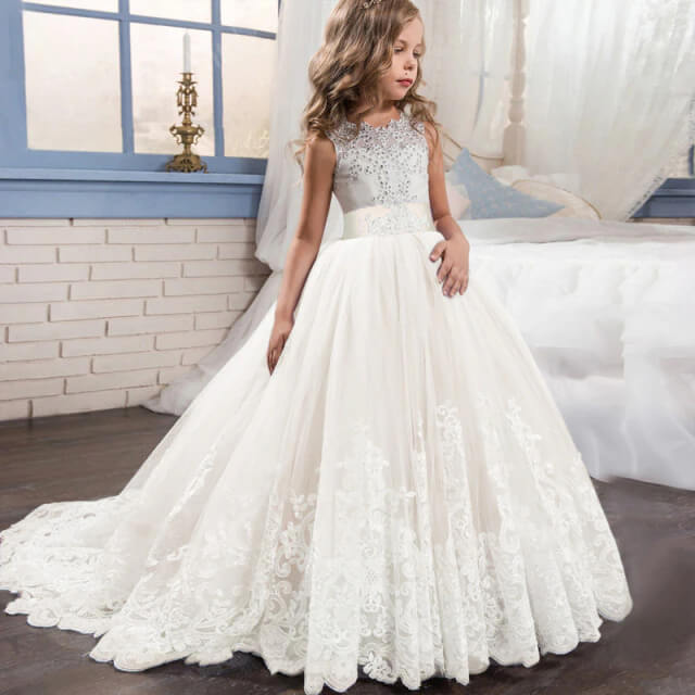 Robe de Princesse Fille avec Traine – Image 5